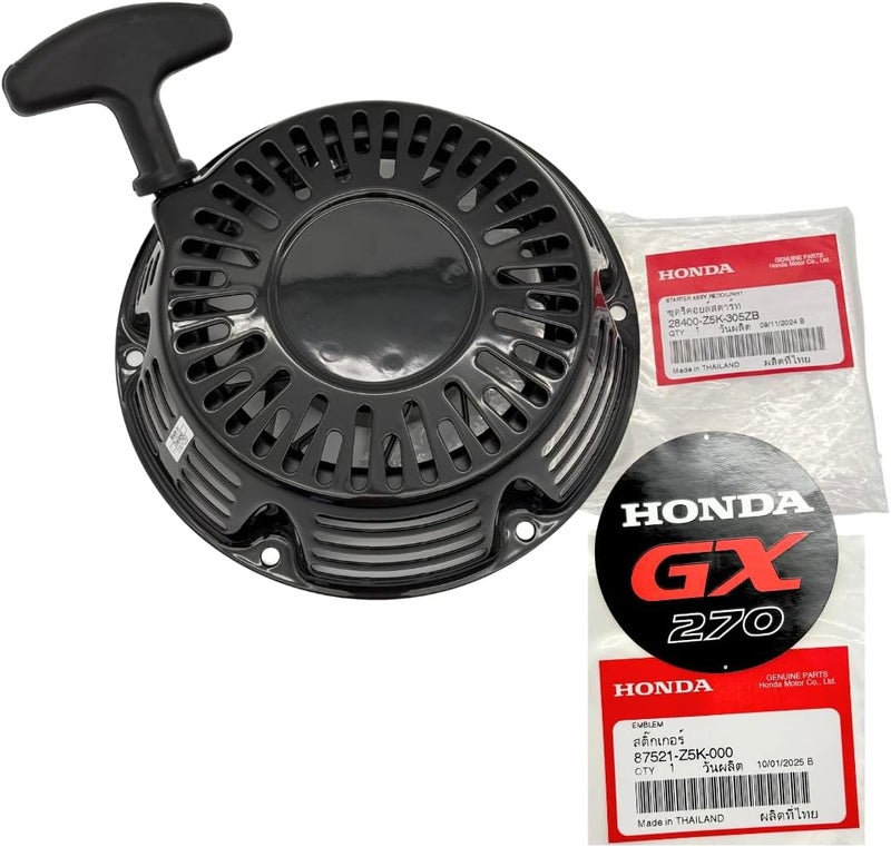 KINDZA Genuine 28400-Z5K-305ZB Recoil Starter Assembly with Genuine Emblem 87521-Z5K-000 for Honda GX270 GX240 Engines WT30XK4 FRC800 Superseded by 28400-Z5K-013ZA - Image 2